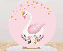 Fondo fotográfico de princesa Cisne rosa para fiesta de cumpleaños, decoración redonda para fotografía, cubiertas, YY-773 2024 - compra barato