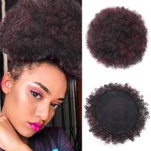 Короткая пуховка афро пучок из синтетических волос шиньон для волос афро для женщин кулиска афро хвост для наращивания волос 2024 - купить недорого