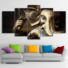 Hd cópias da lona poster modular parede arte quadro 5 peças hindu elefante deus ganesha pintura sala de estar decoração casa 2024 - compre barato