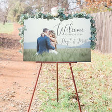 Welcome to Our Love Story Wedding Sign, Custom Photo Signs for Wedding Decor, Canvas Welcome Board with Personalized Name Sign 2024 - buy cheap