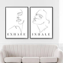 Inhale Exhale-Póster en blanco y negro, lienzo minimalista, arte de pared, Impresión de líneas de mujer, imágenes decorativas, pintura, decoración nórdica para habitación 2024 - compra barato