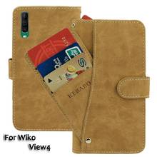 Cartera de cuero retro Wiko View4 funda de 6,52 "Flip de lujo funda con ranuras para tarjetas Fundas protectoras de teléfono con imán 2024 - compra barato