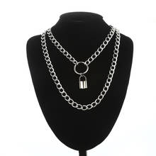 Collar de cadena en capas punk para mujer, colgante con candado de metal, cadenas de hip hop, joyería gótica, regalos 2024 - compra barato