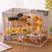 Casa de bonecas em miniatura, casa de bonecas com móveis, madeira, cafeteria, brinquedos para crianças, meninas, presente de natal de aniversário 2024 - compre barato
