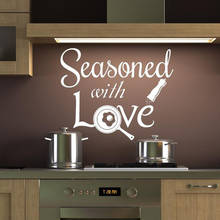 Kitchen Wall Decals Seasoned with Love Quotes Kitchen Home Design Decoration Vinyl Wall Sticker Creative Warm Mural Art S812 2024 - buy cheap