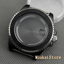 Caja de reloj de acero negro PVD con bisel de cerámica negra, de 40mm cristal de zafiro, compatible con NH35 NH36 ETA 2836, Serie Miyota 82, movimiento DG2813/3804 2024 - compra barato