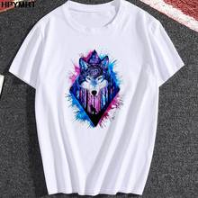 Blue Wolf Printed t-shirt Women funny women graphic T Shirt Short Sleeve Tops Tee Femme aesthetic Fashion tshirt Female Clothing 2024 - buy cheap