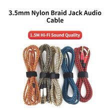 1,5 M нейлоновый плетеный кабель Джек аудио кабель 3,5 мм до 3,5 мм для подключения внешних устройств к автомагнитоле удлинитель для наушников код для телефона автомобиля гарнитура Динамик 2024 - купить недорого