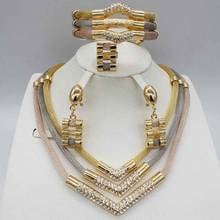 2018 Bridal Gift Nigerian Wedding African Beads Jewelry Set Brand Woman Fashion Dubai Gold Color Jewelry Set Wholesale Design 2024 - buy cheap