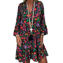 Summer Women Multicolor Dress Plus Size 5XL Loose Print Long Sleeve V-Collar Button Party Dress Casual Loose Women Dresses 2021 2024 - buy cheap