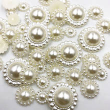 Perlas de imitación de plástico Beige, accesorios sin agujero, 50 piezas, 9mm/13mm/20mm 2024 - compra barato