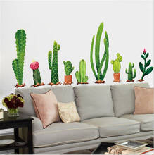 Настенные 3D наклейки с изображением кактуса, растений, ТВ, дивана 2024 - купить недорого