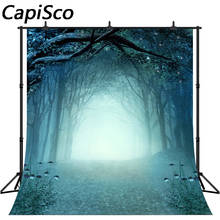 Capisco Halloween crepúsculo bosque brumoso camino fotografía telón de fondo de madera horrible niño bebé sesión de fotos estudio Props 2024 - compra barato