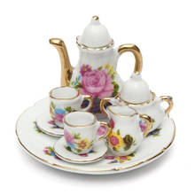 8pcs Dollhouse Miniature Restaurants Goods Porcelain Tea Set Plate Cup Plate Flower Print Dollhouse Accessories Toys 2024 - buy cheap
