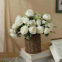Искусственные белые розы, пионы, букет, цветы, шелковые искусственные цветы для свадьбы, невесты, реквизит для съемки, украшение для домашней вечеринки 2024 - купить недорого
