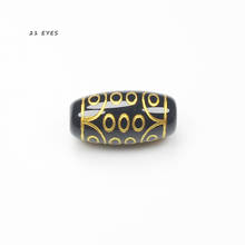 Cuentas ovaladas doradas y negras de ágatas tibetanas, 1 unidad, 10x20mm, muchos patrones para la fabricación de joyas DIY 2024 - compra barato