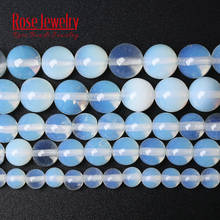 Cuentas redondas de cuarzo de ópalo blanco para fabricación de joyas, accesorio de pulsera de piedra Natural de alta calidad, 4, 6, 8, 10, 12 y 14mm, 15" 2024 - compra barato