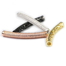 HGKLBB Zircon Long bending tube Copper Metal Spacer 30mm Crystal CZ Charms Loose beads for Jewelry making Pendant bracelet DIY 2024 - buy cheap