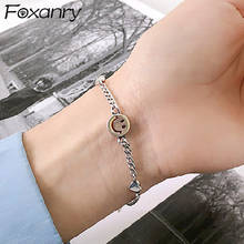 Foxanry-pulsera de cadena con cara sonriente de Plata de Ley 925, brazalete creativo de moda, joyería elegante para fiesta de cumpleaños, regalos 2024 - compra barato