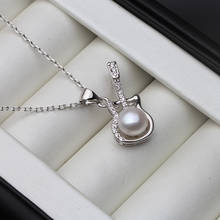 Collar con colgante de perlas naturales de agua dulce para mujer, de plata de ley S925 auténtica, joyería de perlas blancas y grises 2024 - compra barato