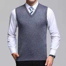 Thick winter V-neck wool vest men can not afford the ball solid color vest warm knit vest male 2024 - buy cheap