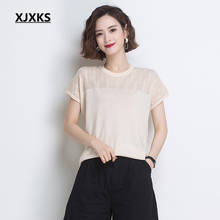 XJXKS 2020 summer new women short-sleeved shirt casual round neck comfortable women T-shirt 2024 - buy cheap