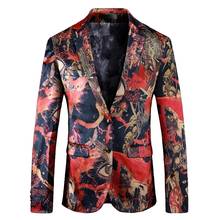 Casaco masculino slim fit, jaqueta floral, da moda, 5xl, slim fit, casual, para homens, casaco formal 2024 - compre barato