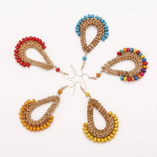 Royalbeier Women Boho Natural Rattan Colorful Bead Earrings Woman Handmade Beads Earrings Fashion Jewelry 2024 - buy cheap