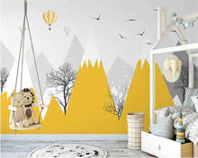 Beibehang-globo de aire caliente nórdico personalizado, pintado a mano, geométrico, pico de montaña, Fondo de habitación para niños, papel tapiz, peint 2024 - compra barato