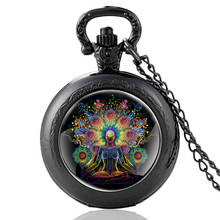 New Arrival Open Chakra Design Black Vintage Quartz Pocket Watch Men Women Unique Pendant Necklace Hours Clock Gifts 2024 - buy cheap