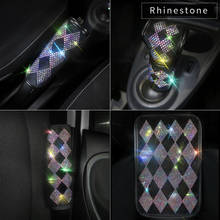 Crystal Rhinestone Diamond Car Seat Belt Cover Seat Shoulder Pad Armrest Cover Colorful Gear Shifter Handbrake Cover 2024 - buy cheap