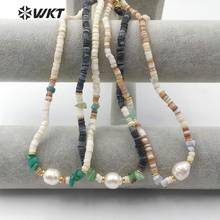 WT-JN101 Natural Shell Necklace shell beads chokier necklace in 16" inch long With Pearl pendant Natural stone Bead Fashion Jewe 2024 - buy cheap