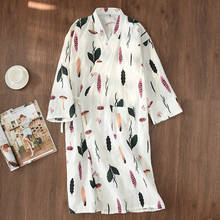 Yukata-Kimono japonés para mujer, bata de baño de gasa, Camisón de algodón completo de manga larga, pijama encantador, ropa de casa para primavera y verano, novedad 2024 - compra barato