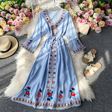 Embroidery Dress Vintage Boho White Summer Dress Elegant Beach Dresses 2022 Floral Bohemian Clothes Red Mori Girl Vestido 2024 - buy cheap