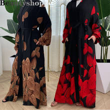 Prinded Open Abaya Kimono Turkish Hijab Muslim Dress Islamic Clothing Abayas For Women Caftan Dubai Moroccan Kaftan Djelaba 2024 - buy cheap