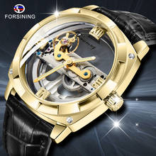 FORSINING-relojes mecánicos automáticos para hombre, reloj de pulsera masculino con correa de cuero de lujo, transparente, deportivo 2024 - compra barato