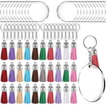 120 Pcs Acrylic Keychain Blanks Kit with Key Rings Jump Rings Round Clear Discs LX9E 2024 - buy cheap