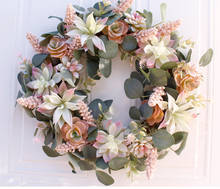 Woodland Wedding Flowers Wreath Artificial Succulent Wreath Front Door Farmhouse French Country Decor Wall Hanging Wreaths Decor 2024 - compre barato