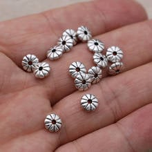 Cuentas espaciadoras de flores de 7mm, cuentas sueltas chapadas en plata tibetana para fabricación de joyas, accesorios de pulsera hechos a mano, artesanía DIY, 100 Uds. 2024 - compra barato