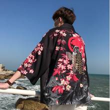 Fantasia japonesa de quimono masculina, casaco japonês para homens haori yukata masculino, traje samurai 2024 - compre barato