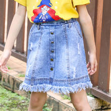 Big Girls Denim Skirt Summer New Kids Fashion Tassel Design Classic Single Breasted 2020 Baby Girl Casual Skirt 2024 - купить недорого