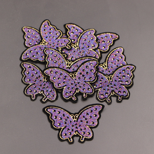 5Pcs/lot Purple Beaded Butterfuly Patch for Gramnet Dress Sewing Fabric Appliques DIY Iron On Clothes Stickers Handmade Badge 2024 - buy cheap