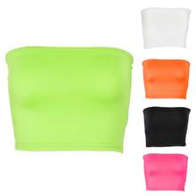 Women Sexy Strapless Cropped Tube Top Neon Solid Color Off Shoulder Bralette Wrapped Chest Bandeau Bustier Clubwear 2024 - buy cheap