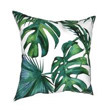 Green Tropical Leaf And Palm Leaves On White Pillow Case Home Decorative Cushions Throw Pillow for Sofa Double-sided Printing 2024 - buy cheap