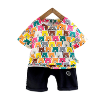 Roupas de verão para meninas e meninos, camiseta de algodão com desenho, short com 2 tamanhos, fantasia infantil, agasalho esportivo 2024 - compre barato