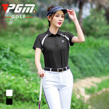 Pgm Women Short Sleeve Golf T-Shirt Slim Sports Golf Clothes Turn Down Collar Leisure Sports Golf Shirt Summer Golf Apparel 2024 - купить недорого
