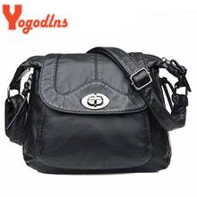 Yogodlns Vintage PU Leather Shoulder Bag Women Lock Design Crossbody Bag  Leisure Shopping Square Bag Female Messenger Bag Purse 2024 - buy cheap