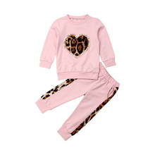 Зимняя одежда для маленьких девочек леопардовые Топы Длинные штаны спортивный костюм 2024 - купить недорого