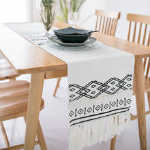 Toalha de mesa para sala de jantar, tecido de algodão, estilo nórdico, moderno, estampa geométrica, toalha para cama, armário de tv 2024 - compre barato