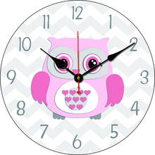 Reloj de pared grande con diseño de búho rosa para niños, cronógrafo de pared colgante, redondo, decorativo, con dibujos animados, corazón de amor 2024 - compra barato